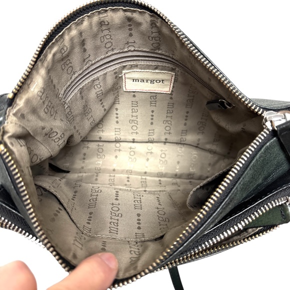 bag MARGOT DARK green soft leather crossbody adjustable strap pockets boho indie - Picture 8 of 12